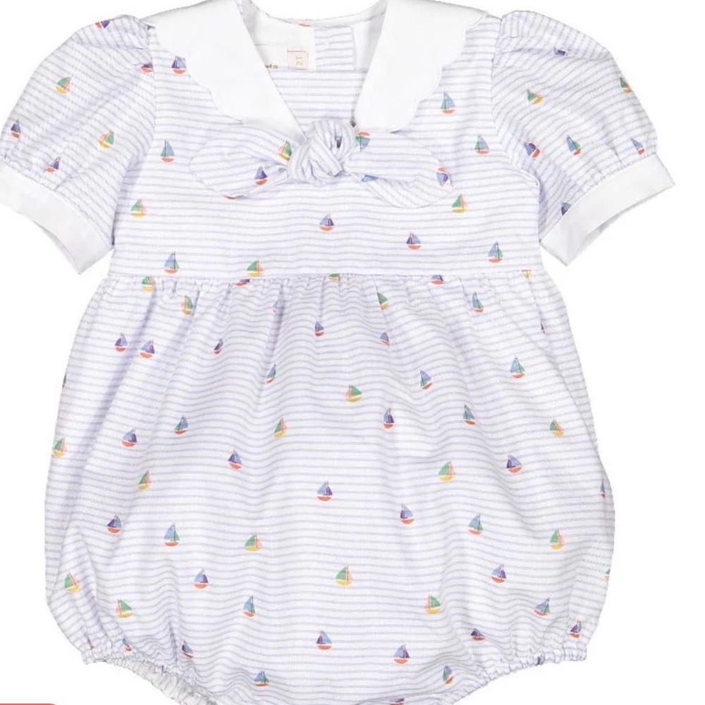 Sailboat Nautical Print Kids Bubble Romper